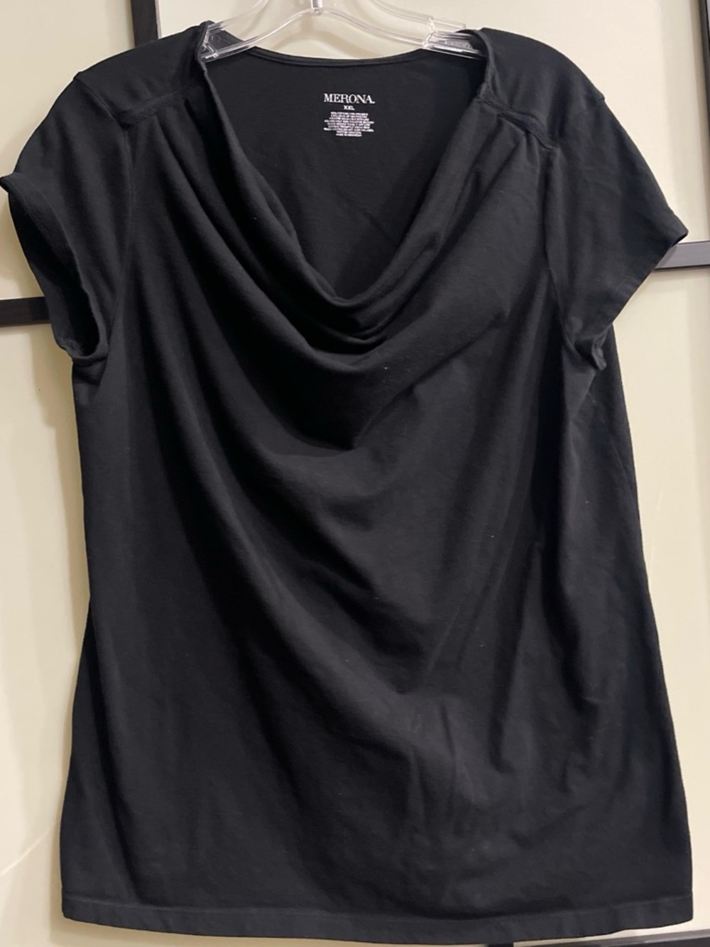 Merona Black Cowl Neck Short Sleeve Top